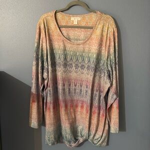 CJ Banks pastel print tunic  3X twist front hem!
